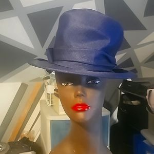 NWOT Box Hat Designed by Patrice, Navy, Ribbon/Bow